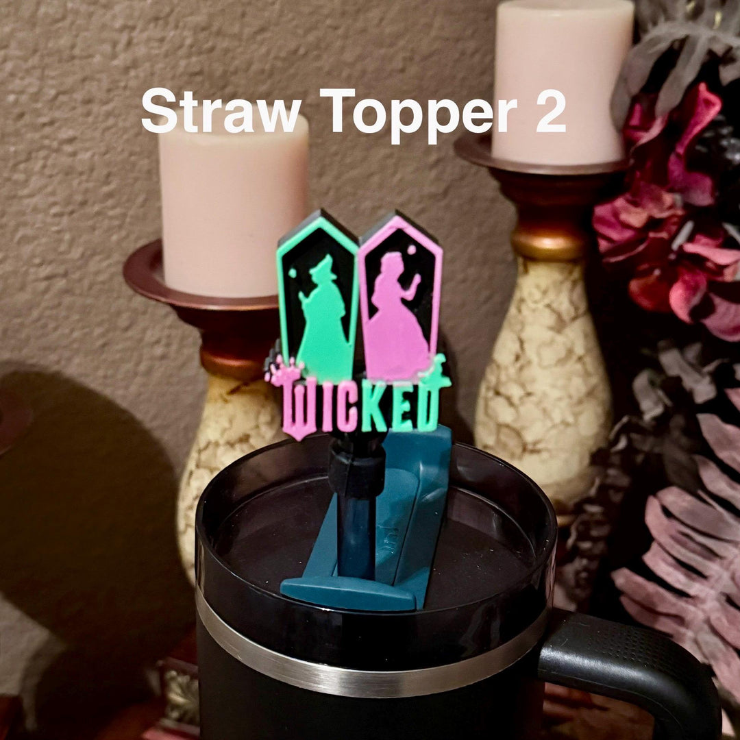 Good and Wicked Witch Black Pink Green Straw Toppers that fit Stanley 20/30 ad 40 oz Tumblers
