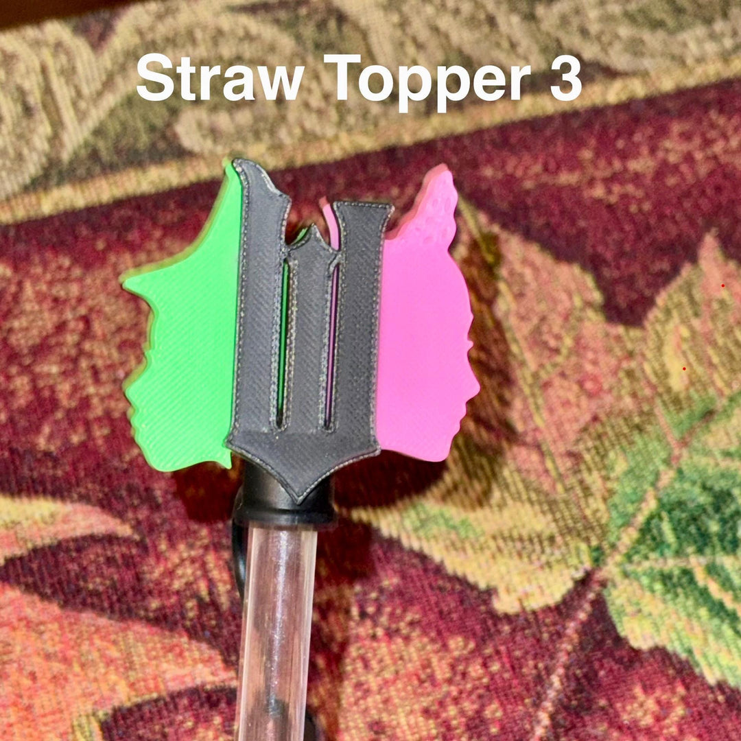 Good and Wicked Witch Black Pink Green Straw Toppers that fit Stanley 20/30 ad 40 oz Tumblers