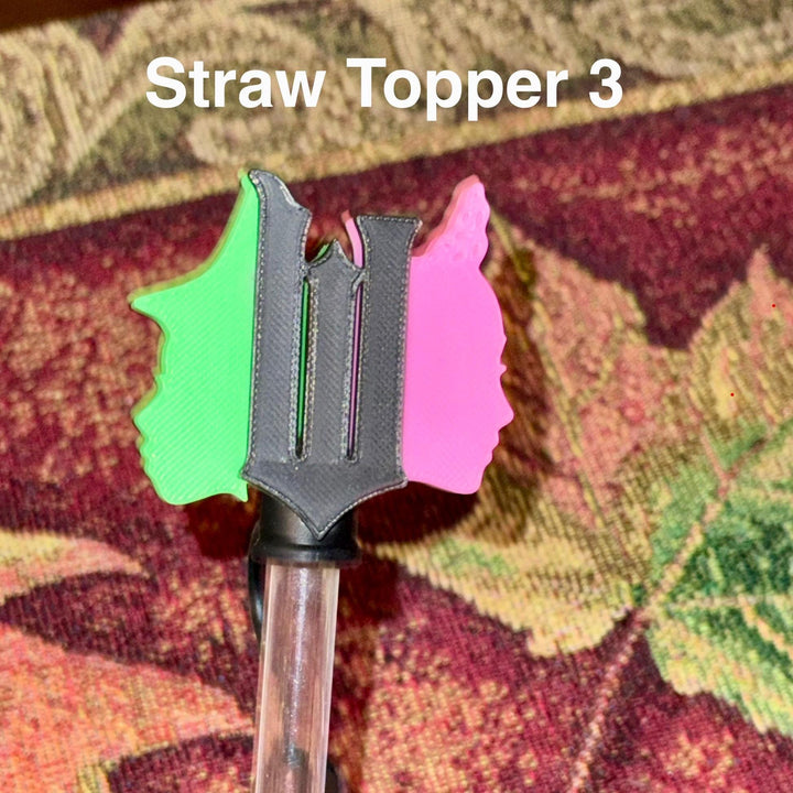 Good and Wicked Witch Black Pink Green Straw Toppers that fit Stanley 20/30 ad 40 oz Tumblers