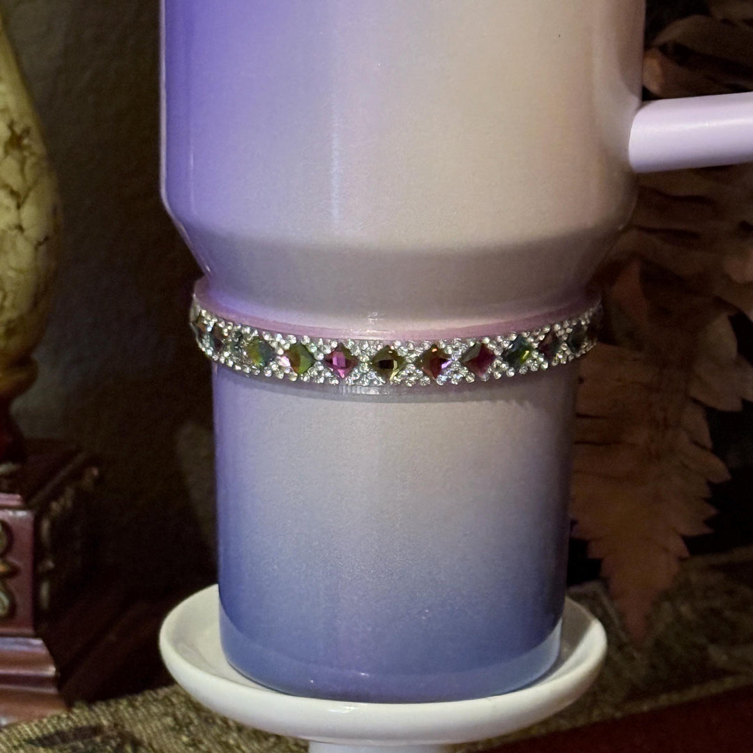 Irridescent Rhinestone Mini Bangle Band for Stanley tumblers, accent jewelry goes great above bracelet stack