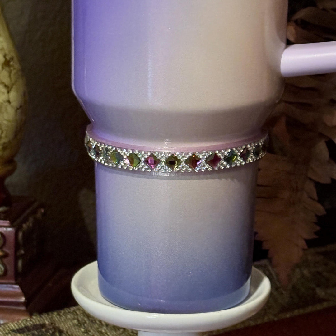 Iridescent Rhinestone Mini Bangle Band for Stanley tumblers, accent jewelry goes great above bracelet stack