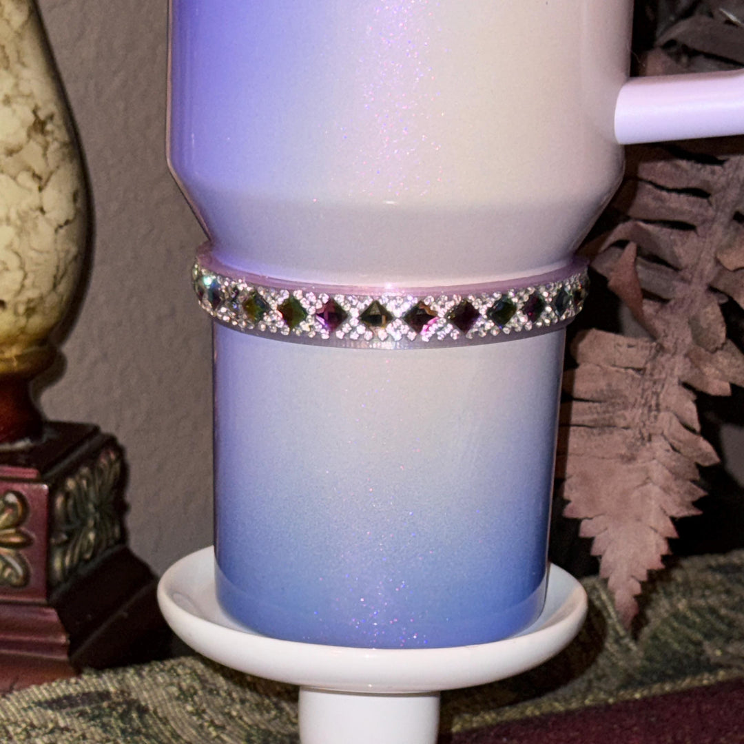 Irridescent Rhinestone Mini Bangle Band for Stanley tumblers, accent jewelry goes great above bracelet stack