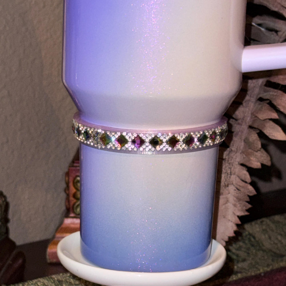 Irridescent Rhinestone Mini Bangle Band for Stanley tumblers, accent jewelry goes great above bracelet stack