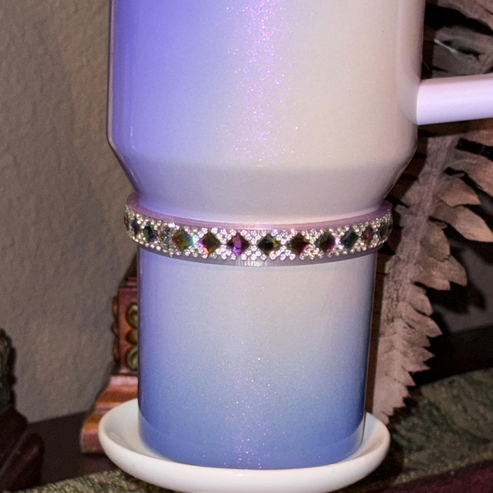 Iridescent Rhinestone Mini Bangle Band for Stanley tumblers, accent jewelry goes great above bracelet stack