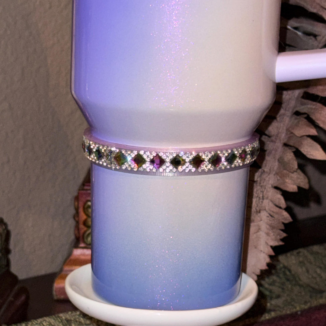 Iridescent Rhinestone Mini Bangle Band for Stanley tumblers, accent jewelry goes great above bracelet stack