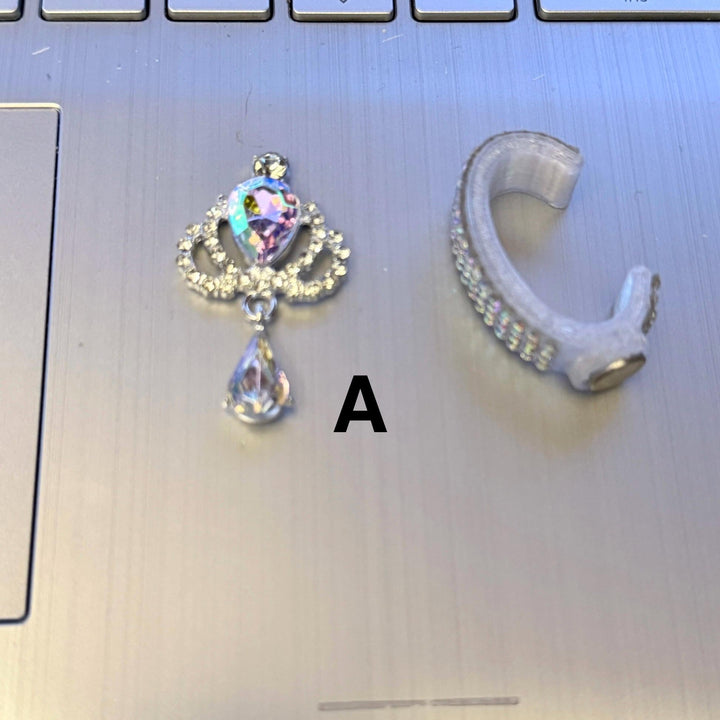 Starlit Iris Lavender Lilac Iridescent Rhinestone Princess Accessories for Stanley tumblers, Princess Crown Topper Bling Bangle Band