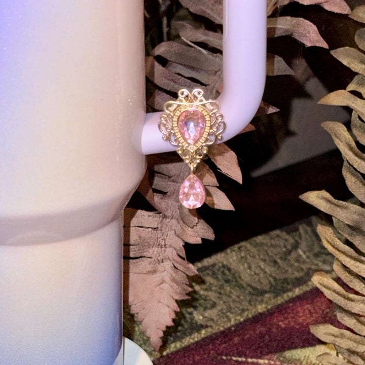 Beautiful Gold and Silver Gemstone Hanging Rhinestone Cup Handle Clip – Magnetic Tumbler Charm Accessory