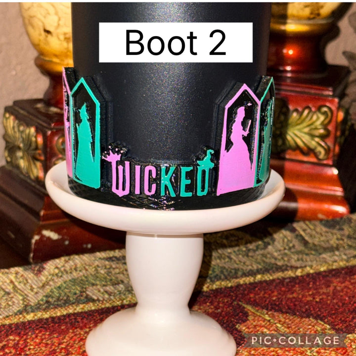 Good and Wicked Witch Black Pink Green Tumbler Boot Accessories that fit Stanley 20/30 ad 40 oz Tumblers