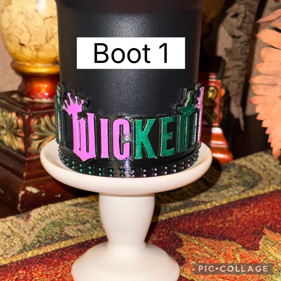 Good and Wicked Witch Black Pink Green Tumbler Boot Accessories that fit Stanley 20/30 ad 40 oz Tumblers
