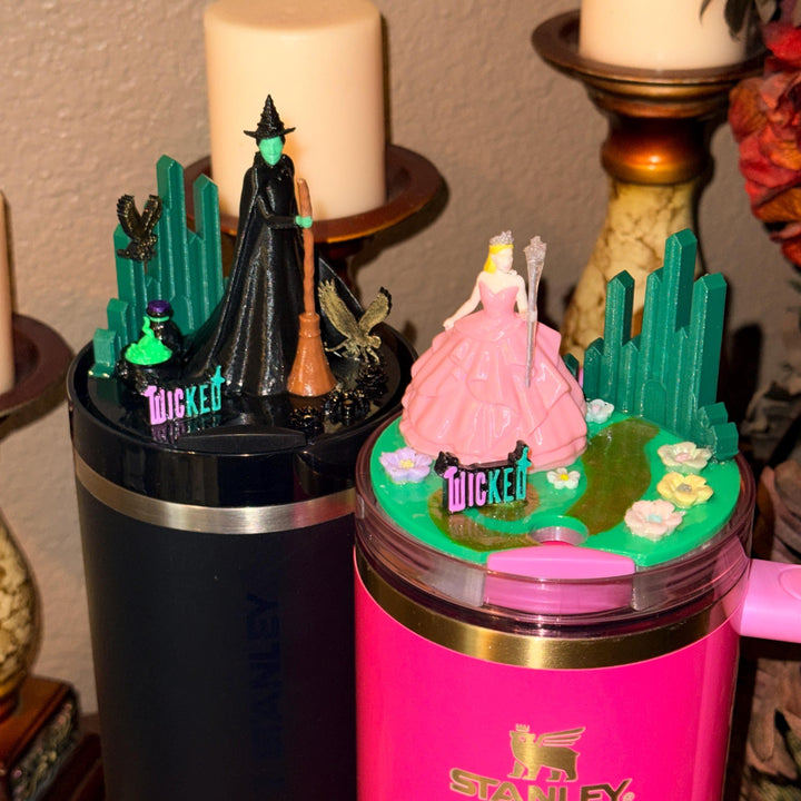 Wickedly Good Witch Black Pink Green Tumbler Accessories that fit Stanley 20/30 ad 40 oz Tumblers