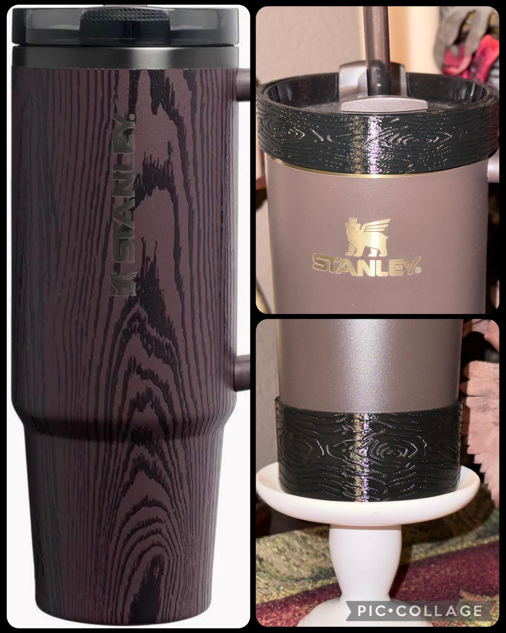 Woodgrain Gold or Black Tumbler Accessories, boot or halo, unique trending gifts for Stanley 20 30 40 oz Holiday Cheers & Cheer Collection