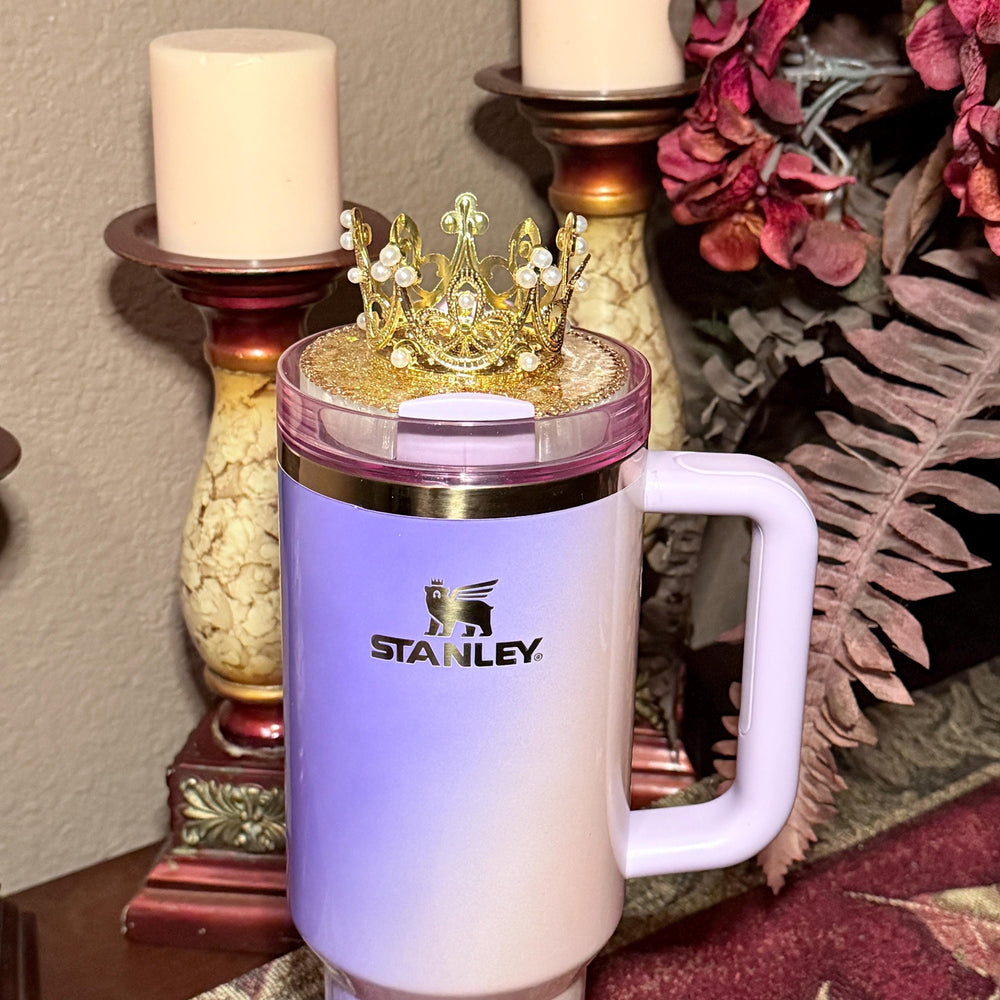 Gold Rhinestone Crown 40 & 30 oz Topper, Stanl ey Topper, Queen Topper, Rhinestone Lid, decorative lid attachment, unique gift BEST SELLER