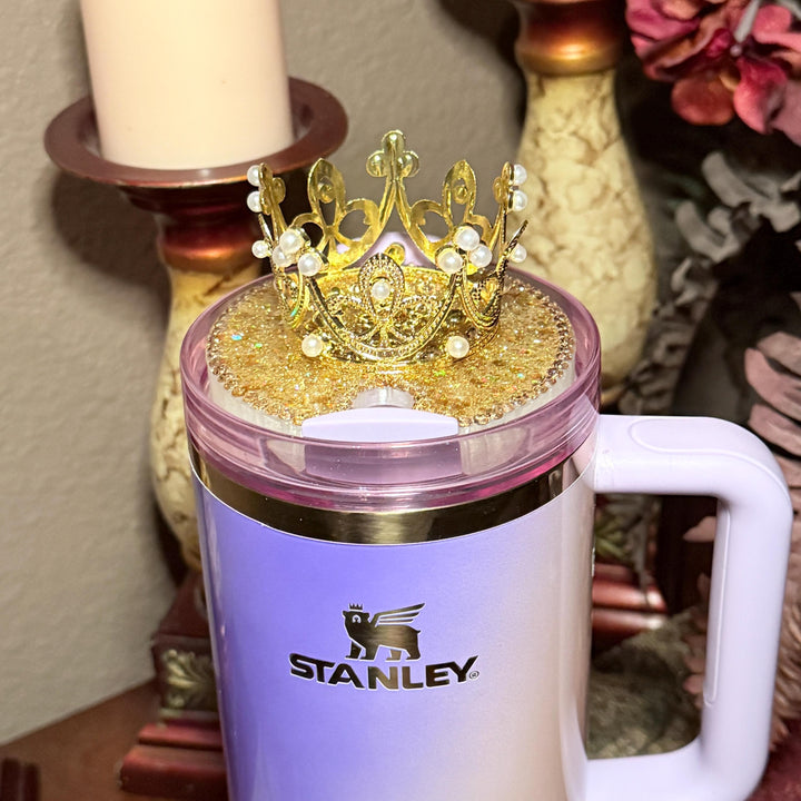 Gold Rhinestone Crown 40 & 30 oz Topper, Stanl ey Topper, Queen Topper, Rhinestone Lid, decorative lid attachment, unique gift BEST SELLER