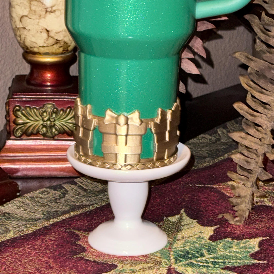 Gold Fancy Damask Lace Tumbler Boot or Halo, Tumbler Boot Sleeve, fits your Stanley Tumblers, Unique Gift, Holly Berry Gloss