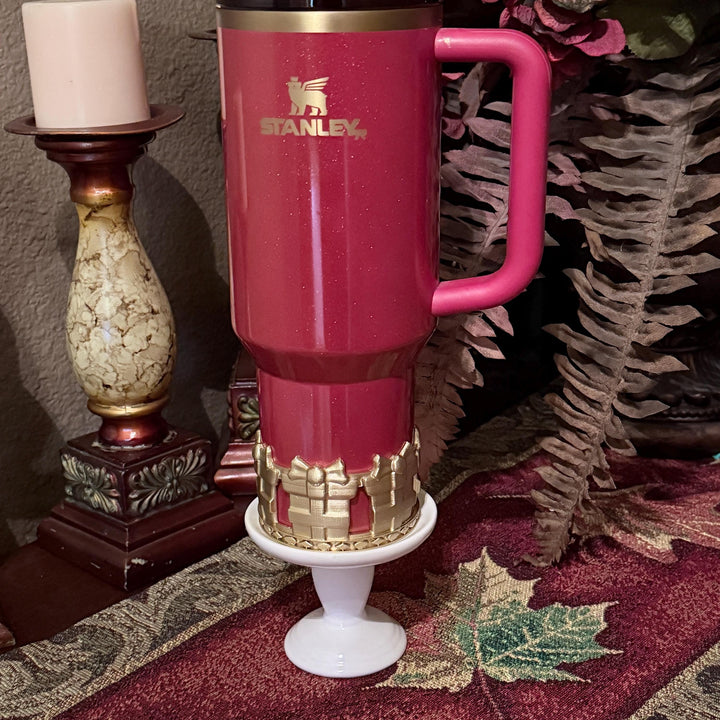 Gold Fancy Damask Lace Tumbler Boot or Halo, Tumbler Boot Sleeve, fits your Stanley Tumblers, Unique Gift, Holly Berry Gloss
