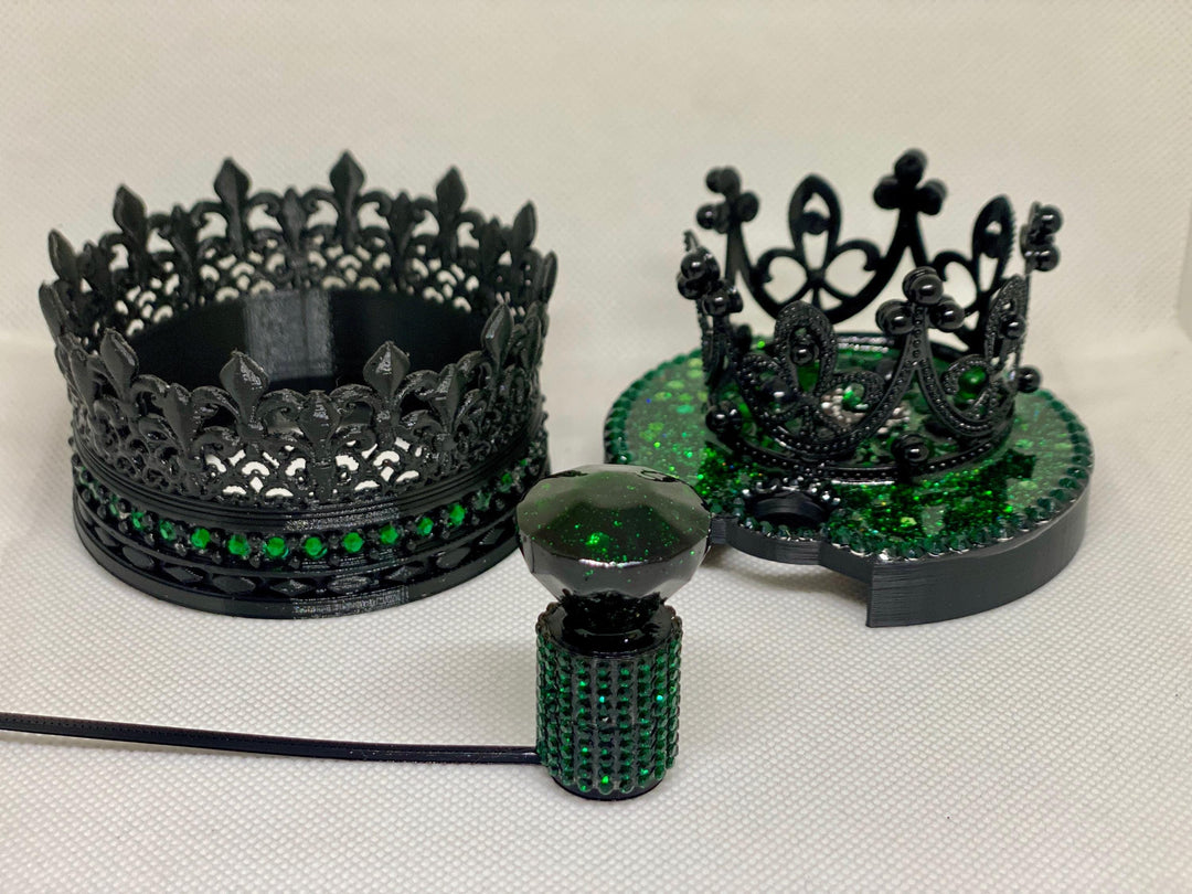 Wicked Witch Hat or Rhinestone Crown tumbler topper with spiderweb and rhinestone crown boot option Fits your Stanley Wicked Elphaba tumbler