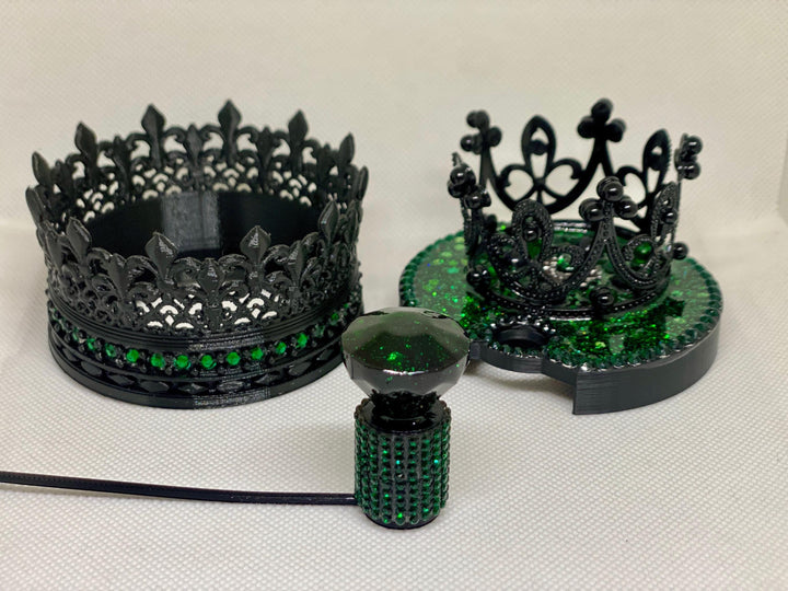 Wicked Witch Hat or Rhinestone Crown tumbler topper with spiderweb and rhinestone crown boot option Fits your Stanley Wicked Elphaba tumbler