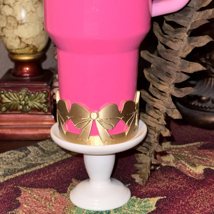 Gold Croquet Bow Tumbler Boot, Shimmery Stylish Sleeve, Princess Queen, Fits Stanley Meoky, Simple Modern, Owala, Protective Sleeve