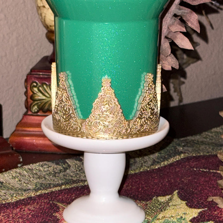 Detailed Embossed Christmas Tree Tumbler Boot with Silver, Protective Sleeve, Holiday Boot, for 20 30 or 40 oz Stanley, Tumbler Accessories