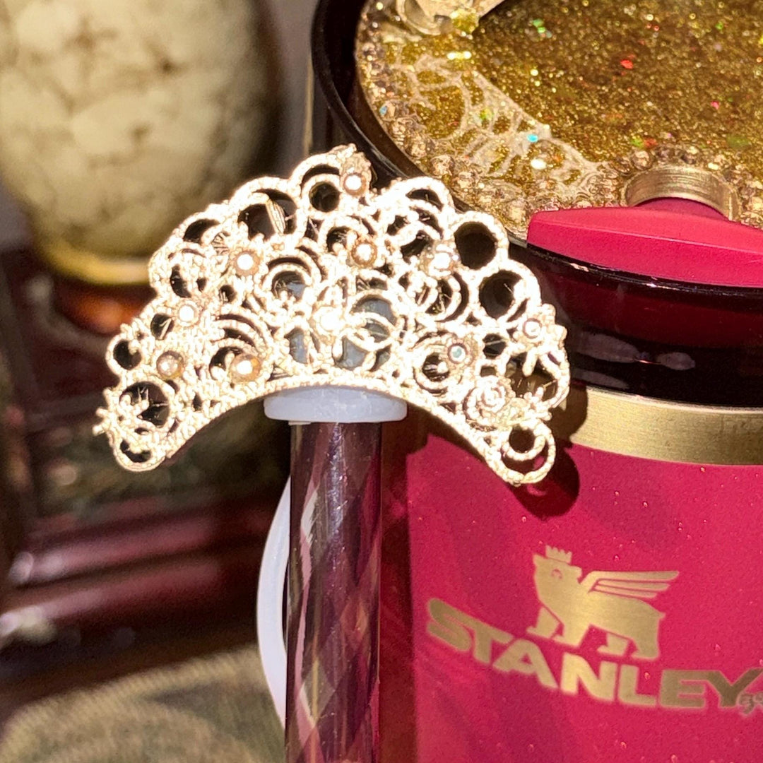 Good Witch Rhinestone Silver Crown Lid Topper for your Glinda Stanley tumbler, 20 30 40 oz
