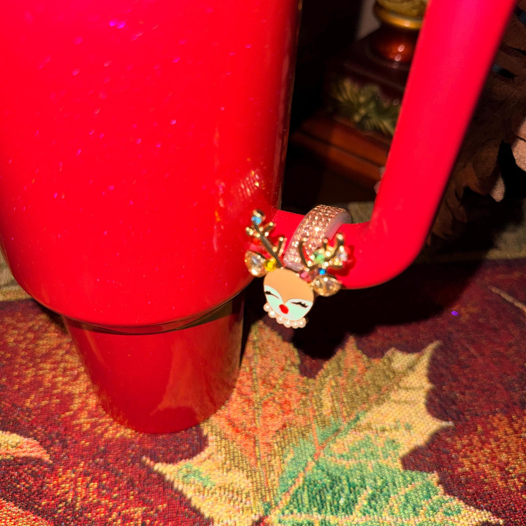 Beautiful Christmas Handle Clip Magnetic Tumbler Charm Accessory, fit 20/30 or 40 oz tumblers, unique gift, tree, Ho Ho Ho, reindeer, cookie