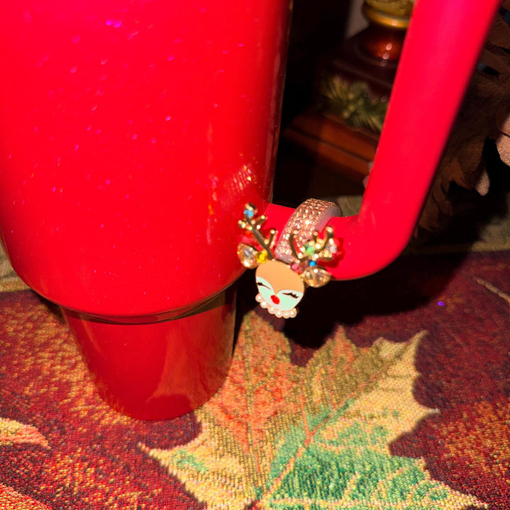 Beautiful Christmas Handle Clip Magnetic Tumbler Charm Accessory, fit 20/30 or 40 oz tumblers, unique gift, tree, Ho Ho Ho, reindeer, cookie