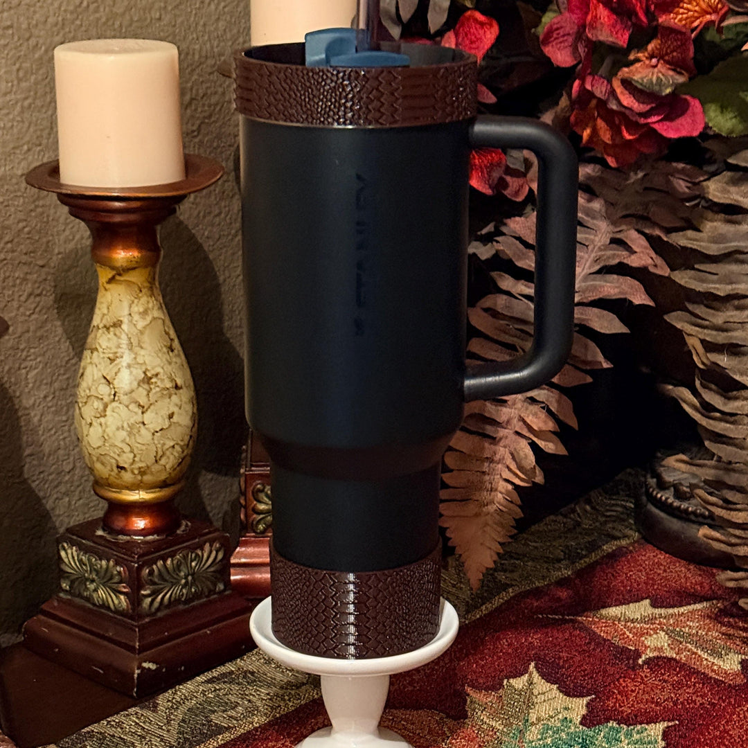 Snake and Snakeskin Gold Tumbler Accessories, boot, halo, lid topper, brown, unique trending gifts for Stanley 20 30 40 oz Luxe Collection
