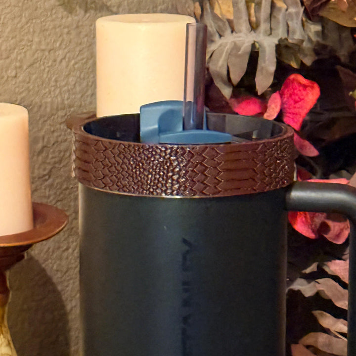 Snake and Snakeskin Gold Tumbler Accessories, boot, halo, lid topper, brown, unique trending gifts for Stanley 20 30 40 oz Luxe Collection