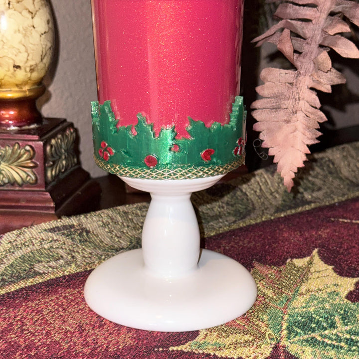 Christmas Mistletoe Holly Tumbler Boot or Topper, Hand Painted Protective Sleeve, Fit 20 30 oz and 40 oz Stanley Accessories