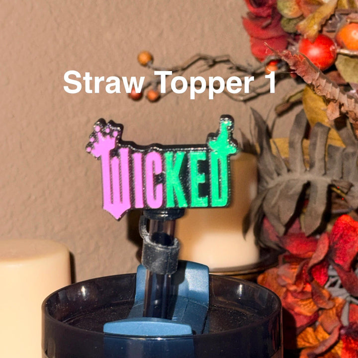 Good and Wicked Witch Black Pink Green Straw Toppers that fit Stanley 20/30 ad 40 oz Tumblers