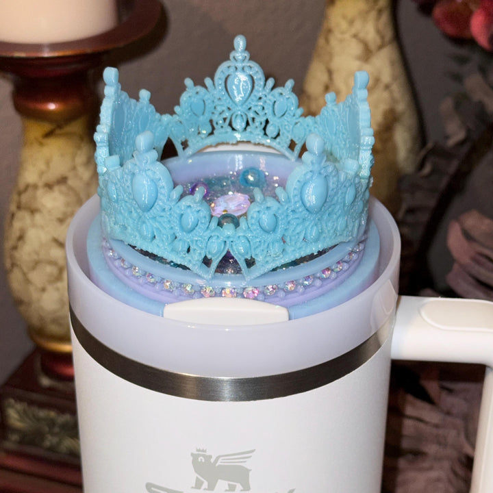 Good Witch Rhinestone Ombre Crown Topper for your Glinda Stanley tumbler, 20 30 40 oz