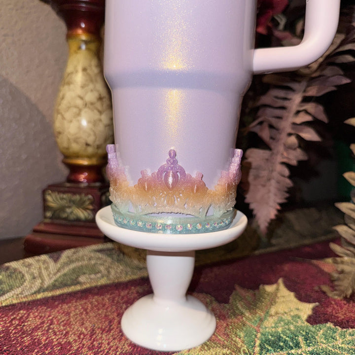 Good Witch Rhinestone Ombre Crown Boots for your Glinda Stanley tumbler, 20 30 40 oz