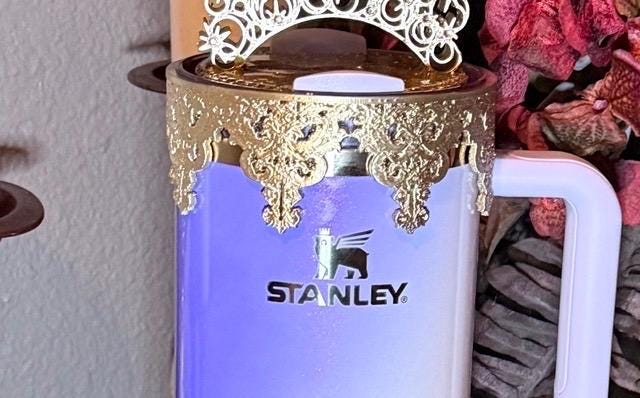 Good Witch Rhinestone Gold Silver Crown Lid or Straw Topper for your Glinda Stanley tumbler, 20 30 40 oz