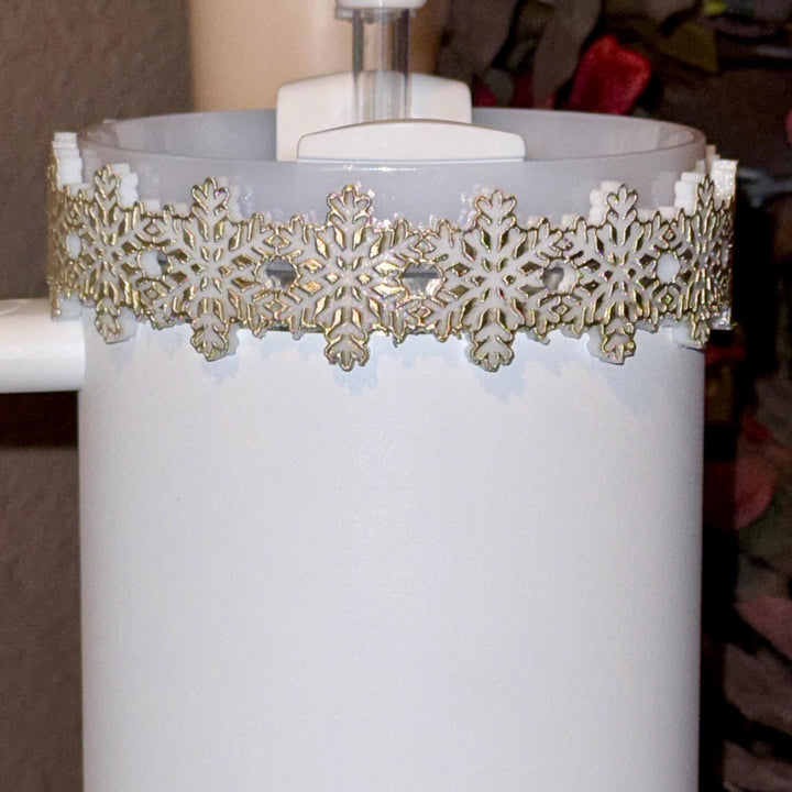 Christmas Snowflake Tumbler Boot, Protective Sleeve, Stanley Tumbler Accessories, unique gift, straw topper