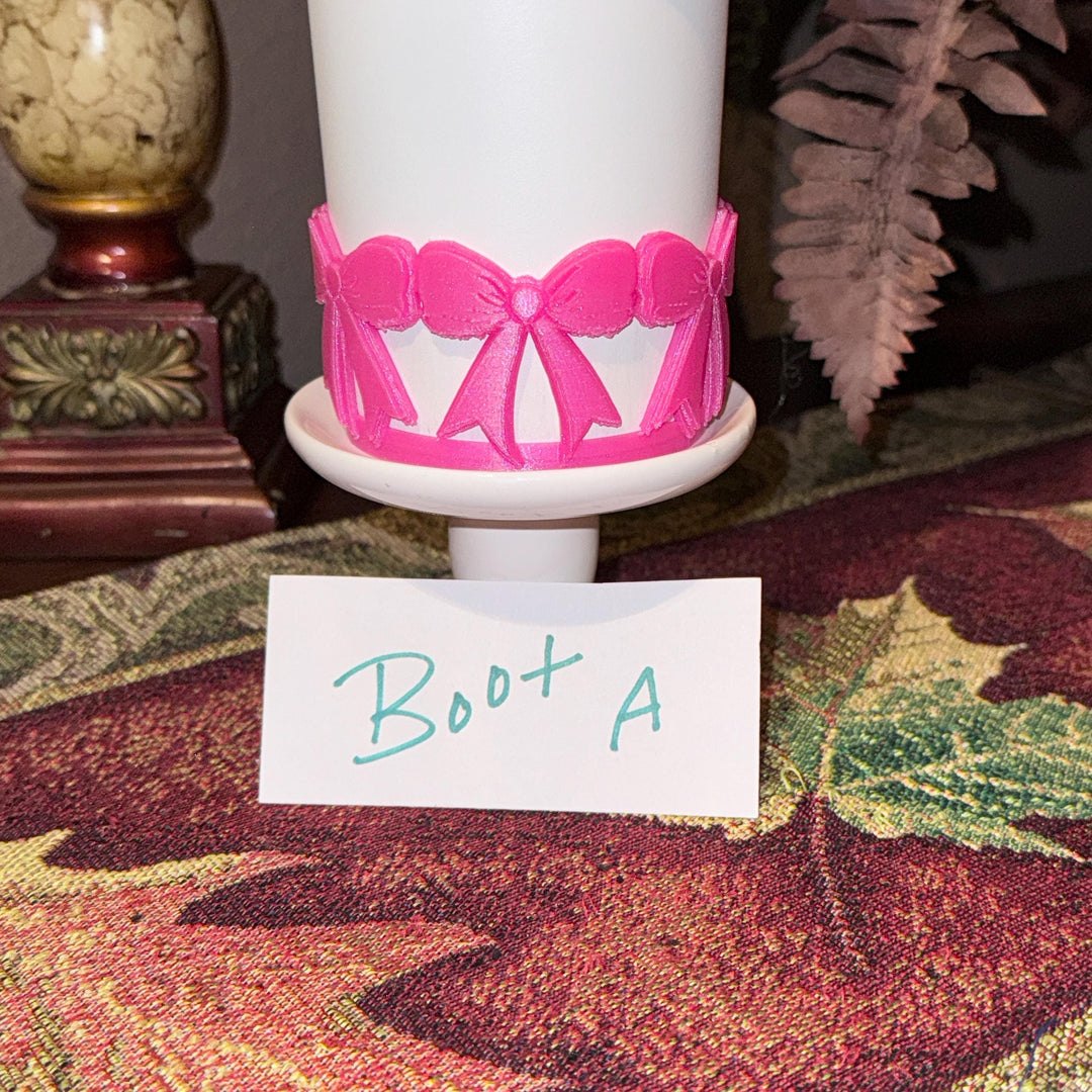 NEW Pink Punch LSF Coquette Ribbon Bow Tumbler Boot, lid topper, handle charms, Fits Stanley and other brands, Unique Accessories