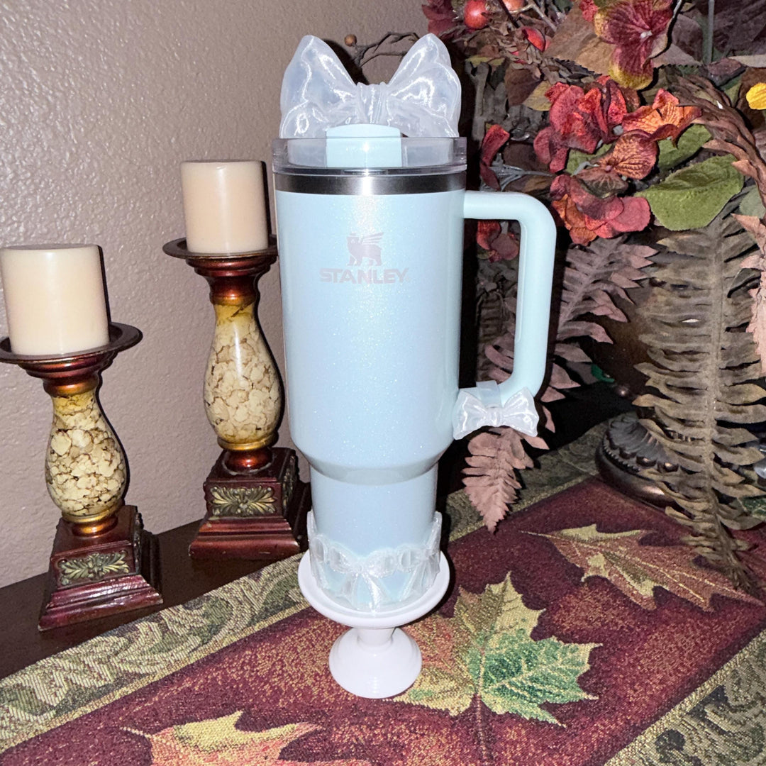 NEW Translucent Clear LSF Couquette Ribbon Bow Tumbler Boot, lid topper, handle charms, Fit the Love Shack Fancy Stanley, Rose Bow Design