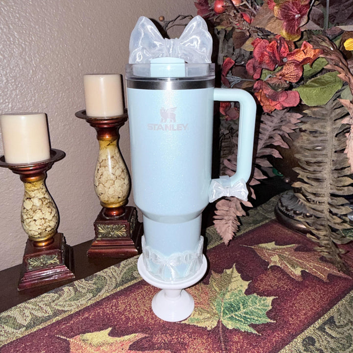 NEW Translucent Clear LSF Couquette Ribbon Bow Tumbler Boot, lid topper, handle charms, Fit the Love Shack Fancy Stanley, Rose Bow Design