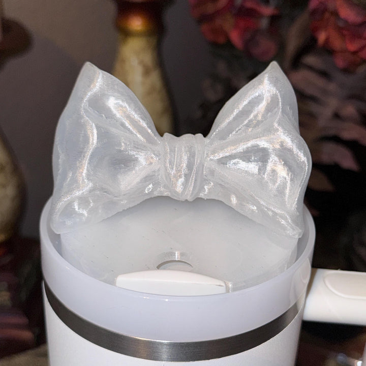 NEW Translucent Clear LSF Couquette Ribbon Bow Tumbler Boot, lid topper, handle charms, Fit the Love Shack Fancy Stanley, Rose Bow Design