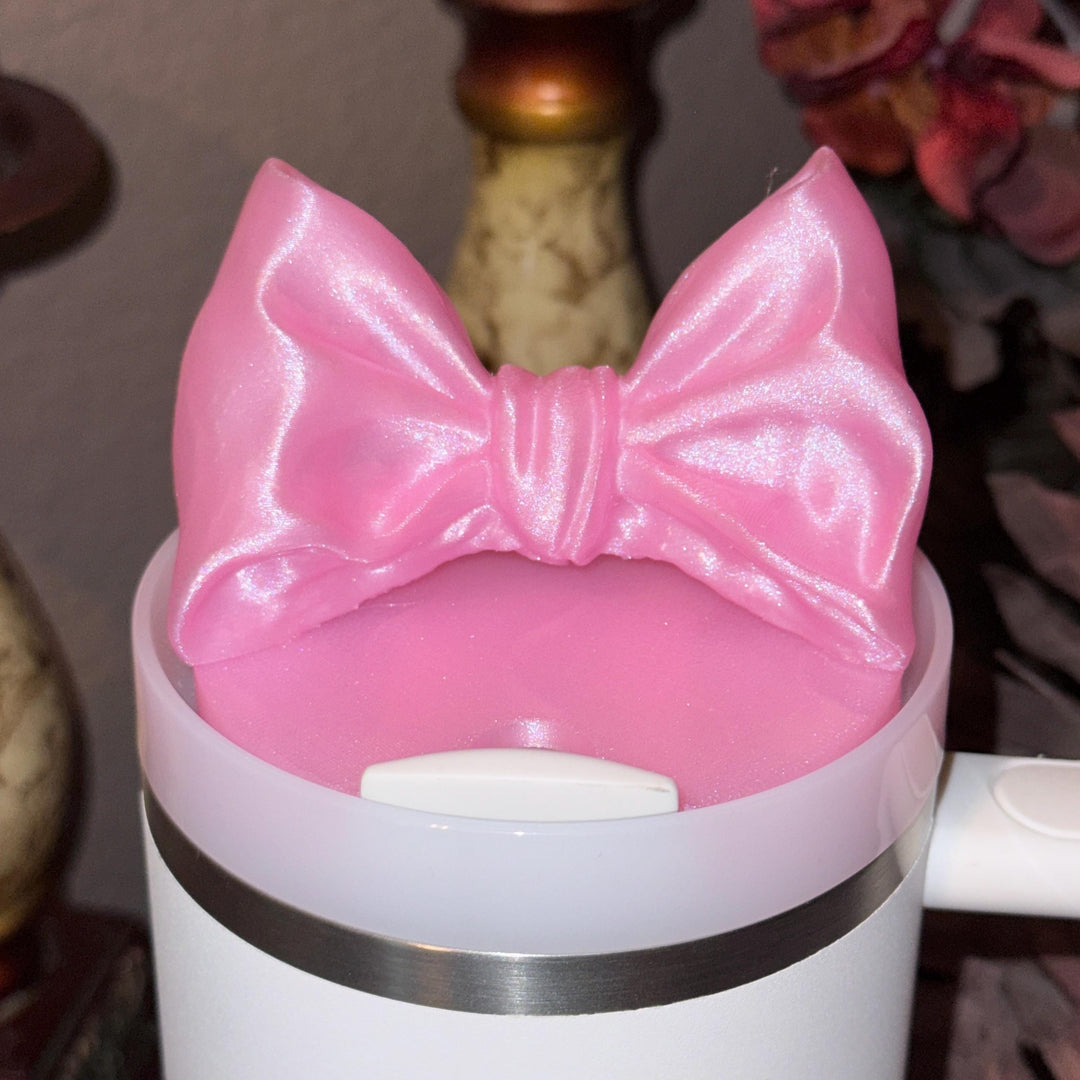 NEW Pink Shimmer LSF Couquette Ribbon Bow Tumbler Boot, lid topper, handle charms, Fit the Love Shack Fancy Stanley, Unique Accessories