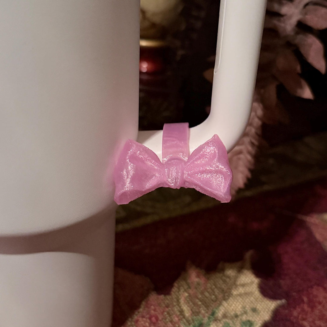 NEW Pink Shimmer LSF Couquette Ribbon Bow Tumbler Boot, lid topper, handle charms, Fit the Love Shack Fancy Stanley, Unique Accessories
