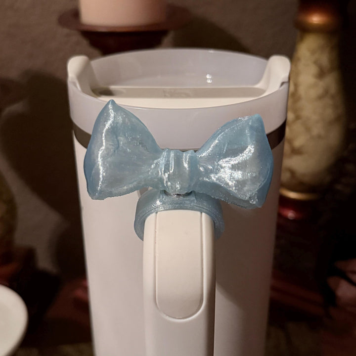 NEW Baby Blue Sparkle LSF Couquette Ribbon Bow Tumbler Boot, lid topper, handle charms, Fit the Love Shack Fancy Stanley, Unique Accessories