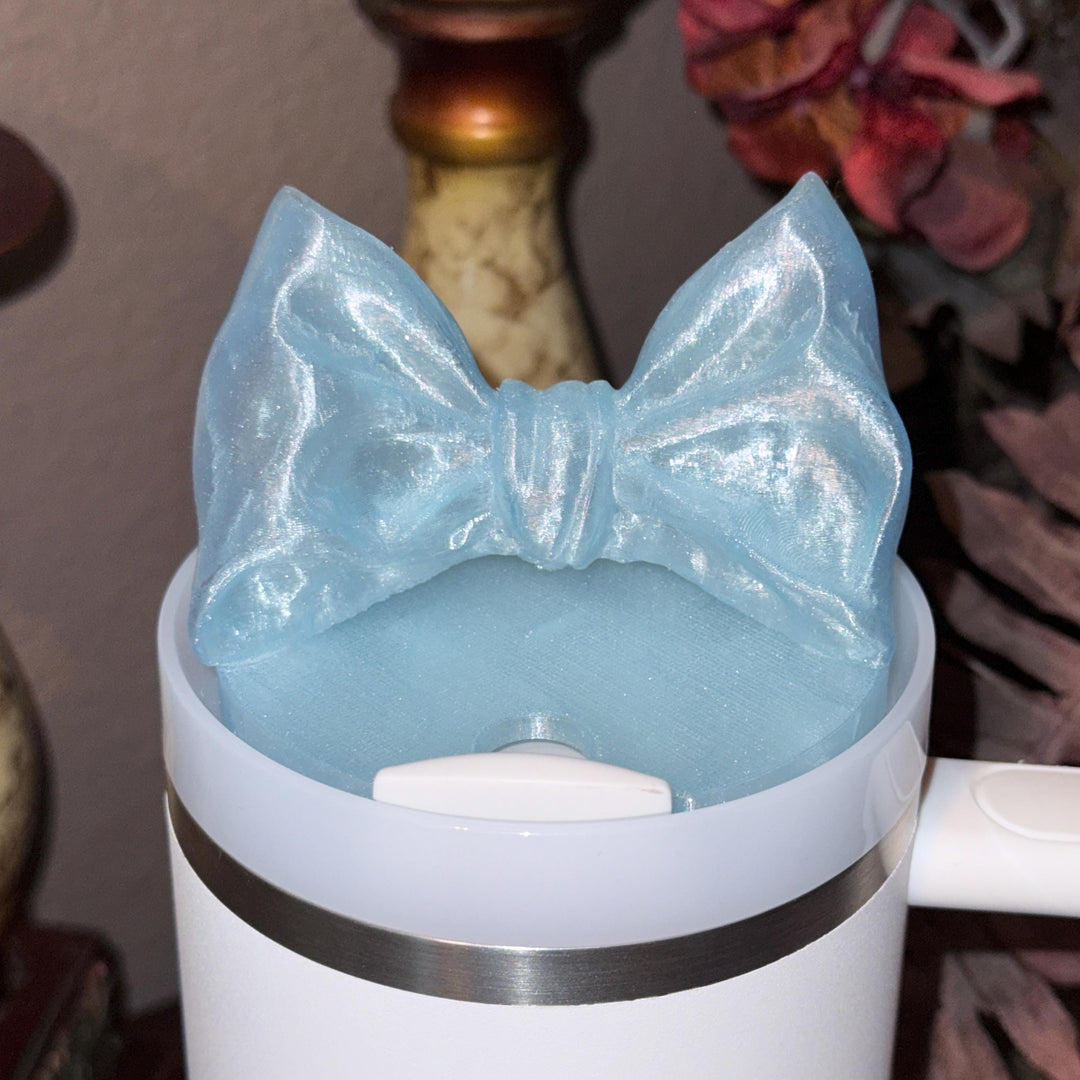 NEW Baby Blue Sparkle LSF Couquette Ribbon Bow Tumbler Boot, lid topper, handle charms, Fit the Love Shack Fancy Stanley, Unique Accessories