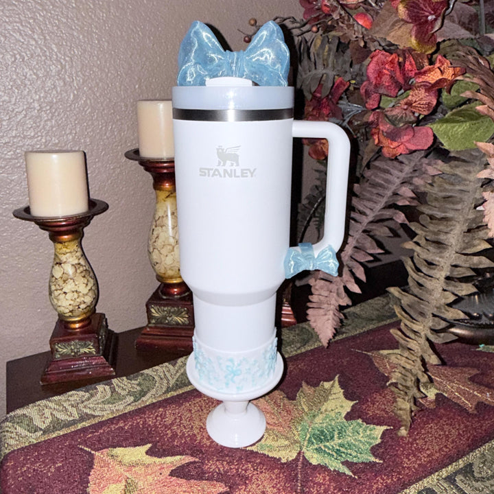 NEW Baby Blue Sparkle LSF Couquette Ribbon Bow Tumbler Boot, lid topper, handle charms, Fit the Love Shack Fancy Stanley, Unique Accessories