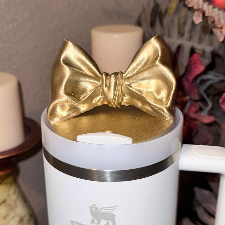 NEW Gold LSF Couquette Ribbon Bow Tumbler Boot, lid topper, handle charms, Fit the Love Shack Fancy Stanley, Unique Accessories