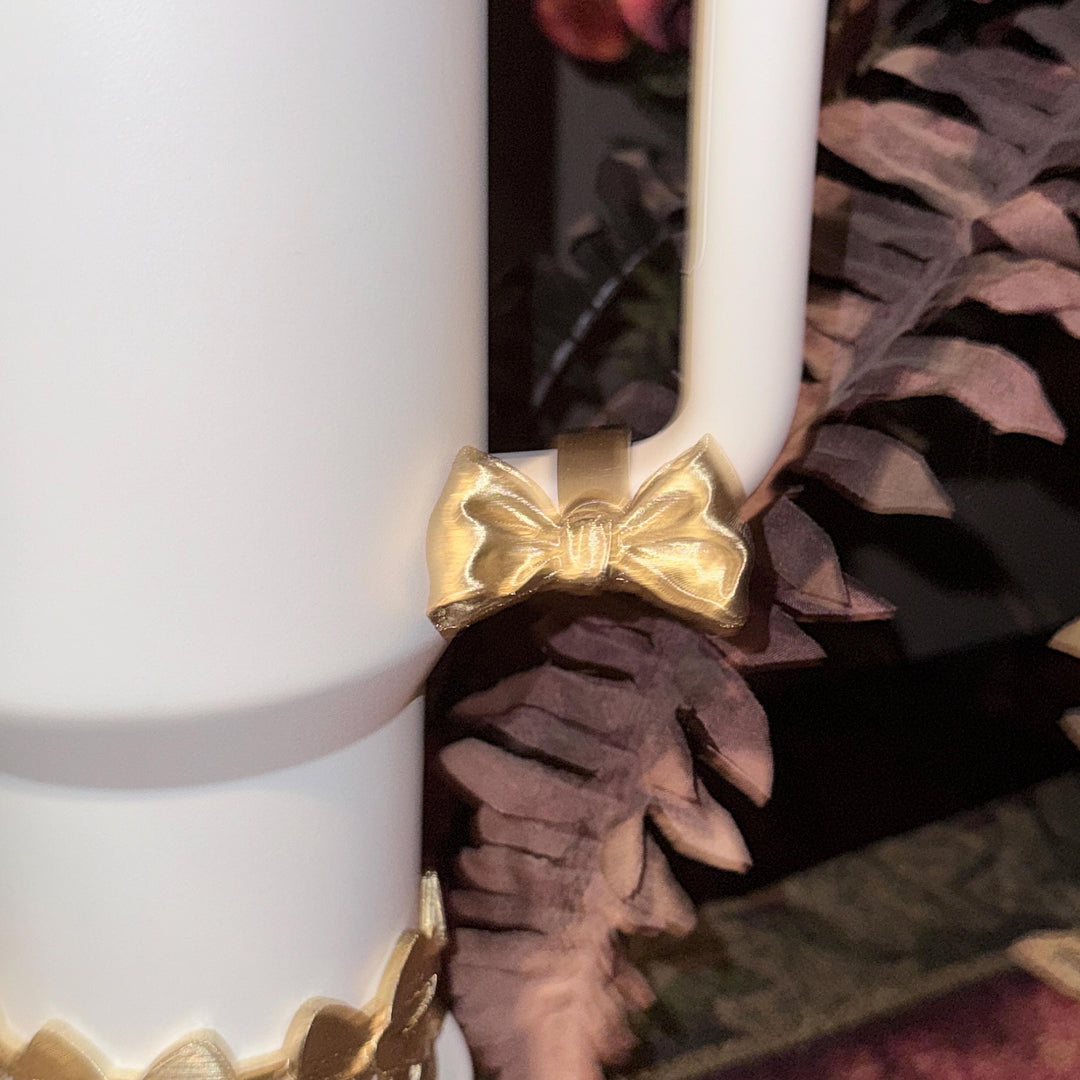 NEW Gold LSF Couquette Ribbon Bow Tumbler Boot, lid topper, handle charms, Fit the Love Shack Fancy Stanley, Unique Accessories