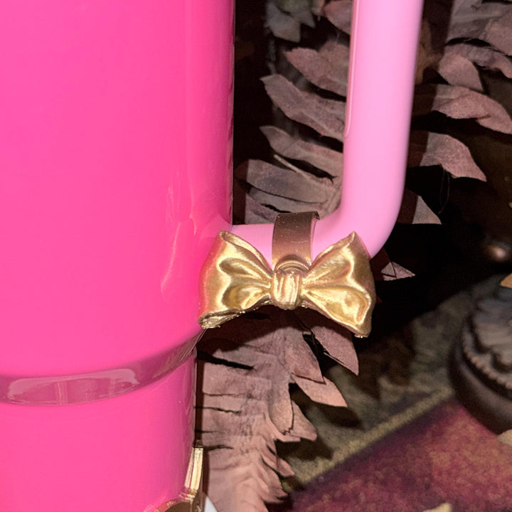 NEW Gold LSF Couquette Ribbon Bow Tumbler Boot, lid topper, handle charms, Fit the Love Shack Fancy Stanley, Unique Accessories