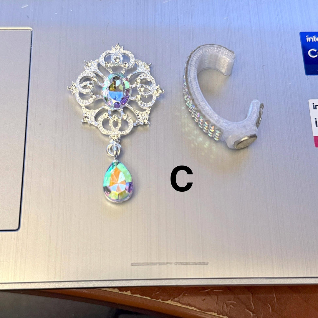 Starlit Iris Lavender Lilac Iridescent Rhinestone Princess Accessories for Stanley tumblers, Princess Crown Topper Bling Bangle Band