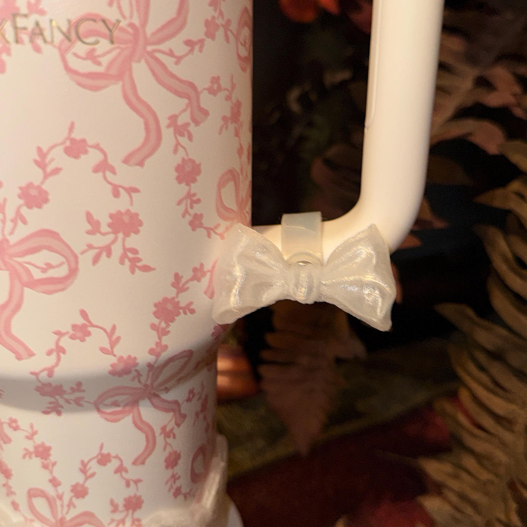 NEW Translucent Clear LSF Couquette Ribbon Bow Tumbler Boot, lid topper, handle charms, Fit the Love Shack Fancy Stanley, Rose Bow Design