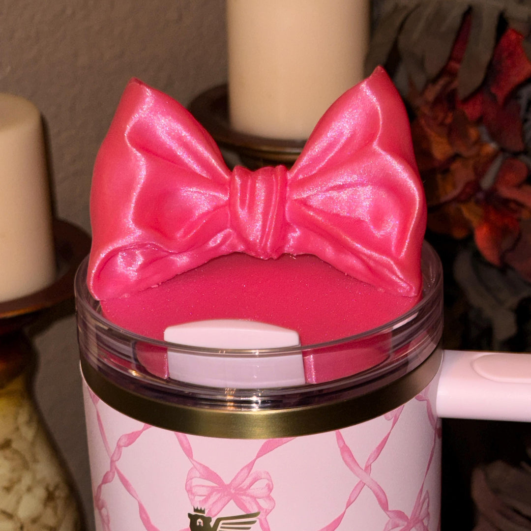 NEW Pink Punch LSF Couquette Ribbon Bow Tumbler Boot, lid topper, handle charms, Fit the Love Shack Fancy Stanley, Unique Accessories