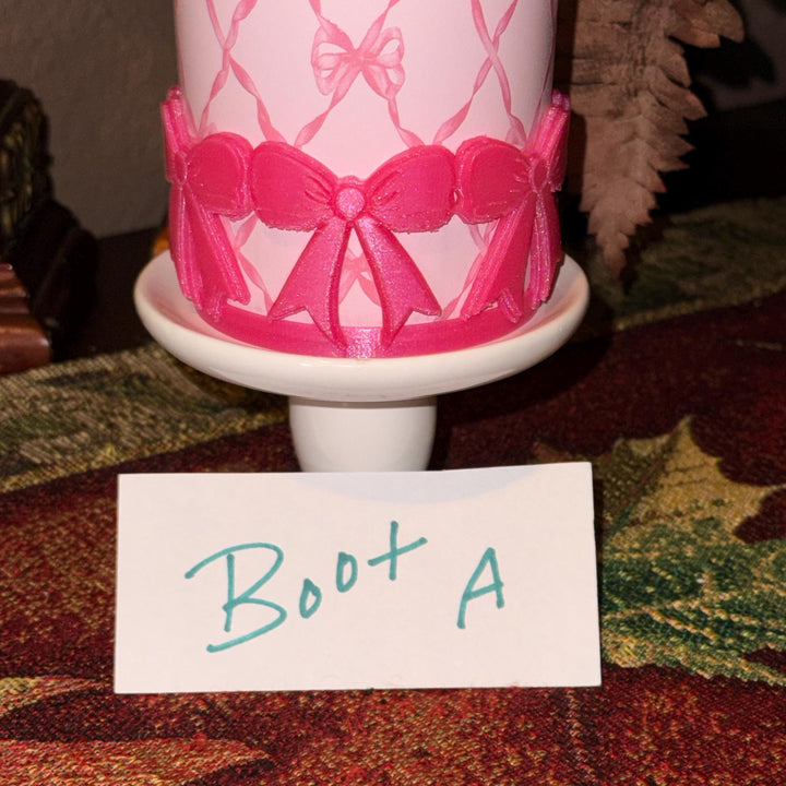 NEW Pink Punch LSF Coquette Ribbon Bow Tumbler Boot, lid topper, handle charms, Fits Stanley and other brands, Unique Accessories